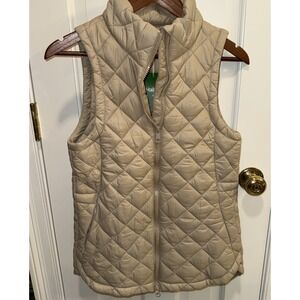 HALARA Women's XS‎ Quilted Puffer Best NWT Tan Pockets Adjustable Waist